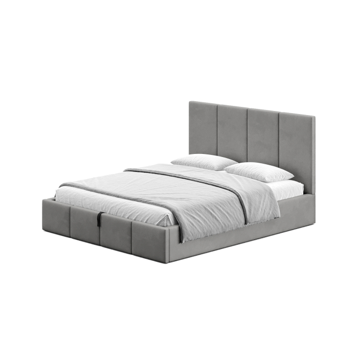 Doppelbett Grau mit Stoffpolsterung